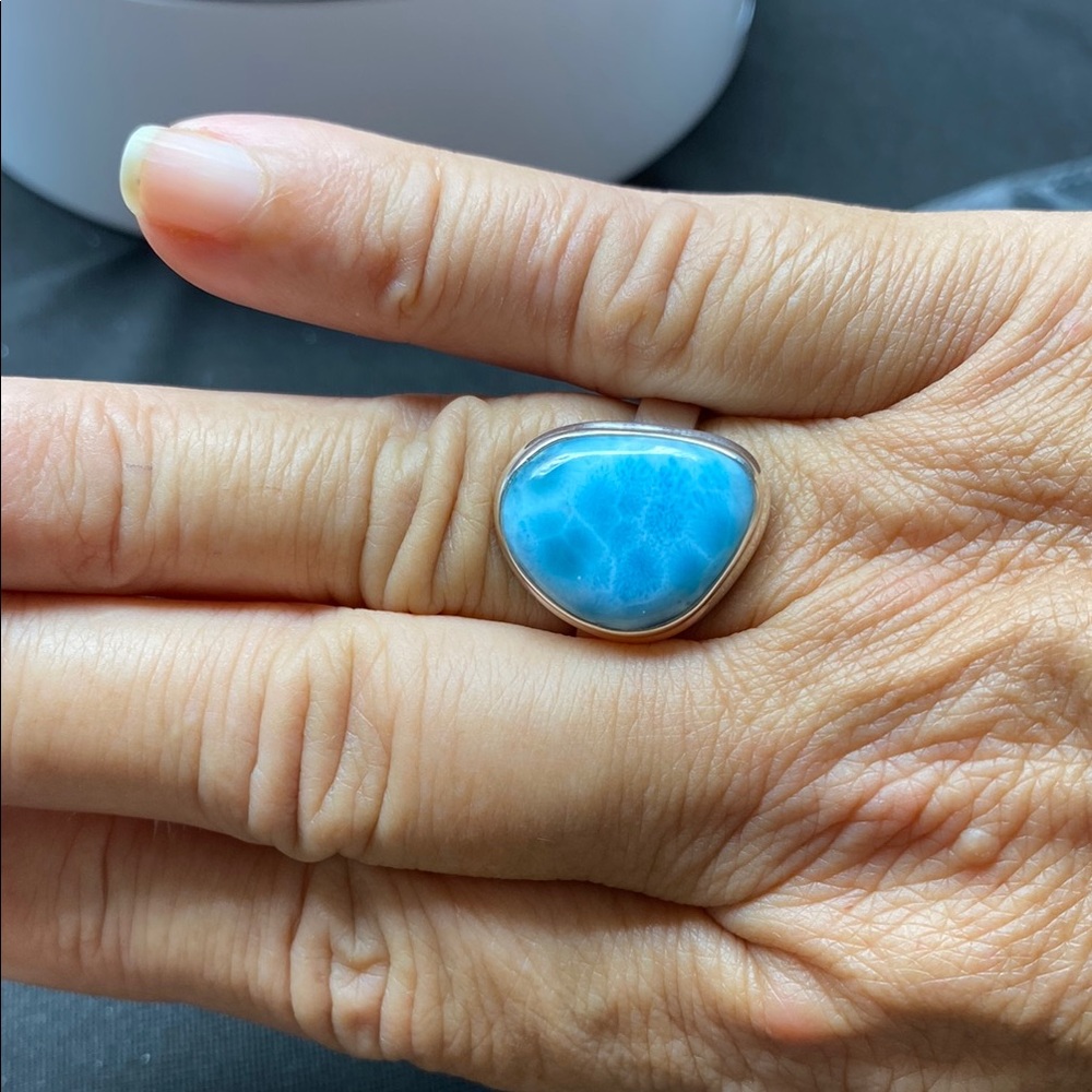 Larimar Ring Size 10 In Solid Sterling Silver 925 - image 6